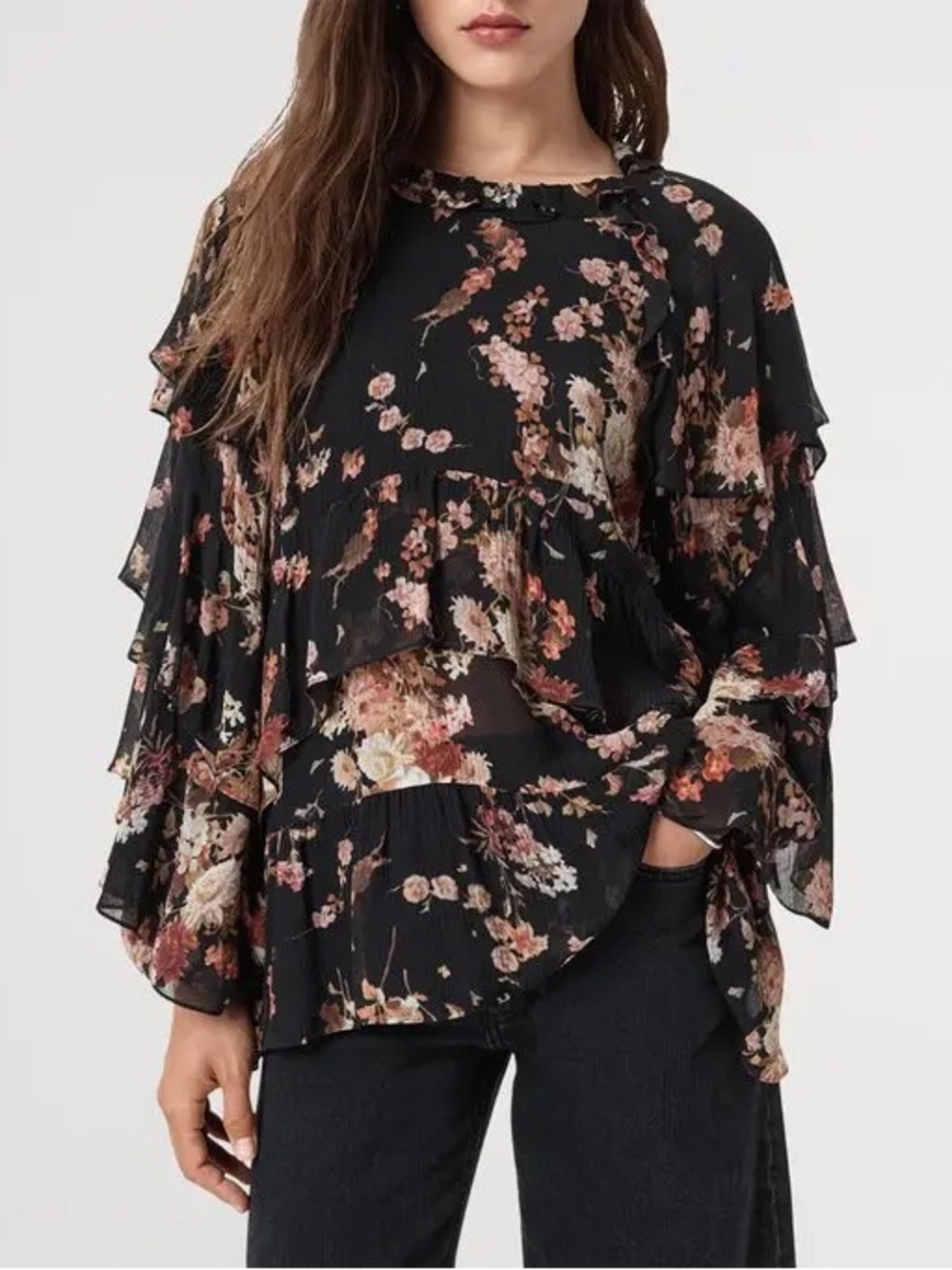 Allsaints lissie silk blend floral blouse